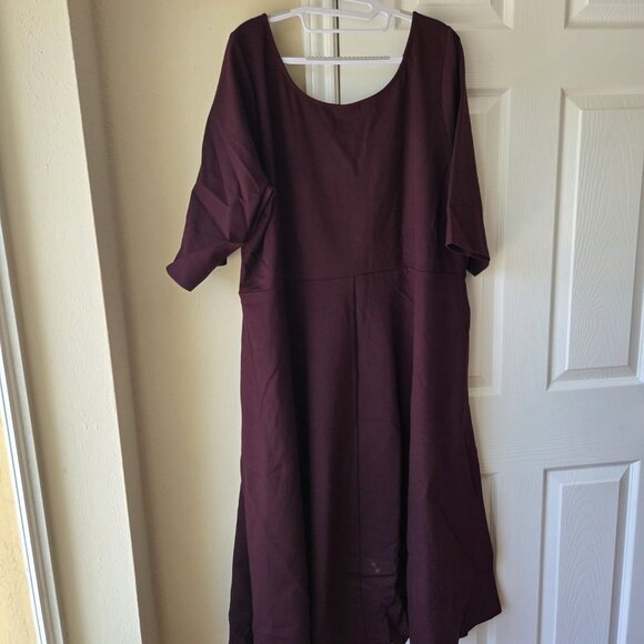 City Chic Dress 2XL Cute Girl Elbow Sleeve Dress Size XXL NWT $90 Ox Blood - Picture 4 of 10